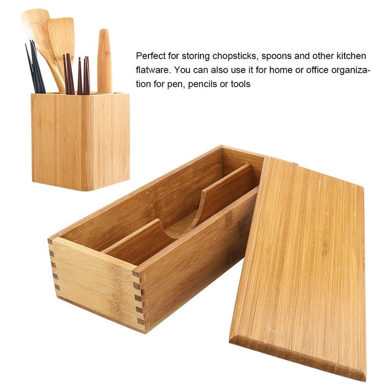 TOPINCN Chopsticks Box Tableware Spoon Cage Cutlery Storage Box- Flatware Organizer - Image 3